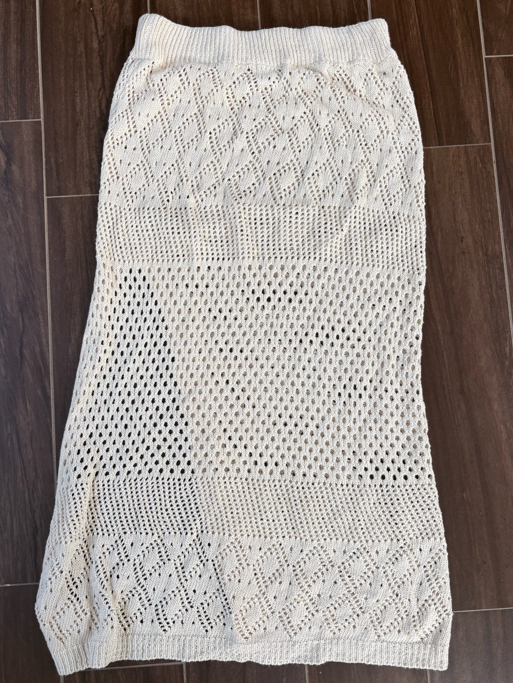 Floris Made in Italy Cream Crochet Knit Maxi Skirt Boho Coastal Beach Cover Up S - Picture 4 of 5